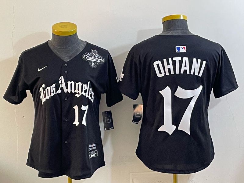 Women Los Angeles Dodgers #17 Ohtani Black 5th Jointly Name 2026 Nike MLB Jersey style 04->women mlb jersey->Women Jersey